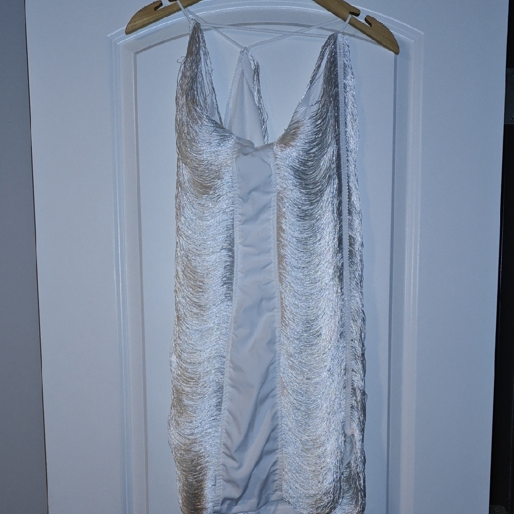 Elegant White Fringe Dress